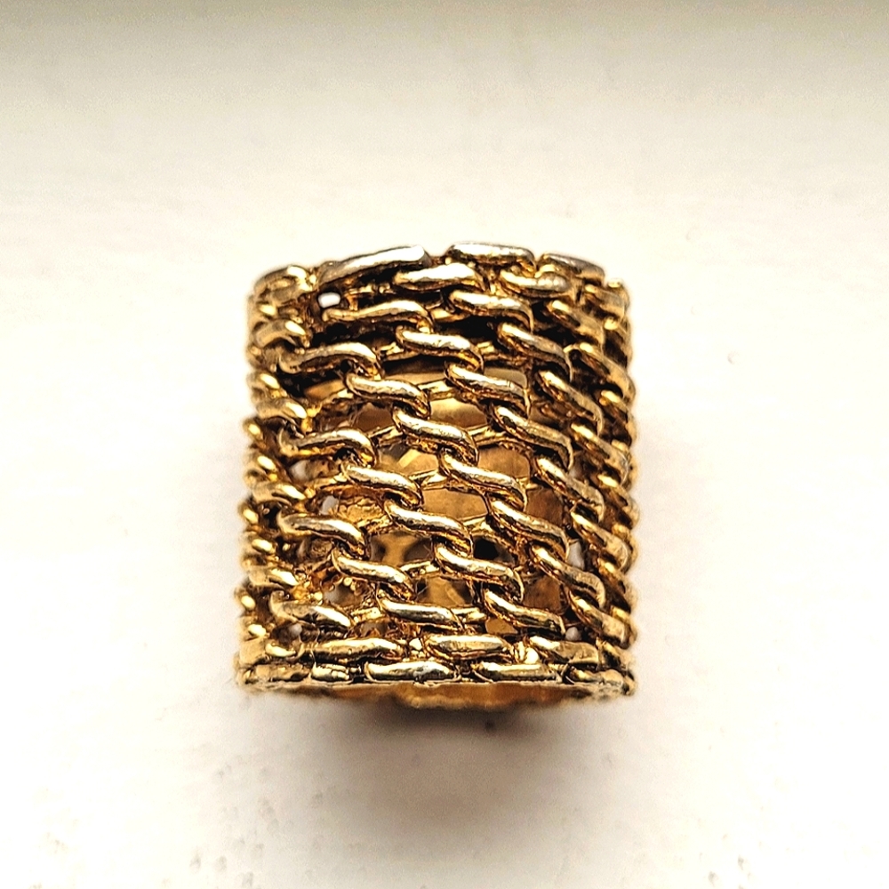 Vintage Gold Chain Link Woven Ring